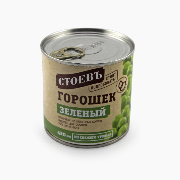 Горошек СТОЕВЪ зеленый 400 гр ж/б ключ